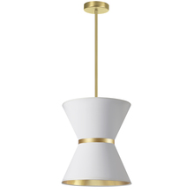 Dainolite CTN-121P-AGB-692 - 1 Light Incandescent Pendant, Aged Brass with Gold Ring White / Gold Shade