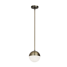 Dainolite DAY-71P-AB - 1 Light Halogen Pendant, Antique Brass Finish with White Glass