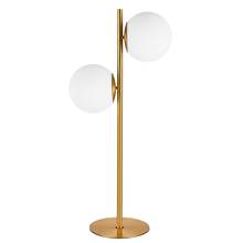 Dainolite FOL-222T-AGB - 2 Light Incandescent Table Lamp, Aged Brass w/ White Glass