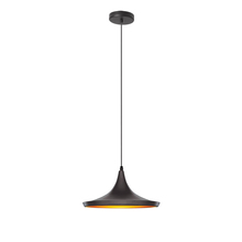 Dainolite HKI-141P-BK - 1 Light Pendant, Matte Black / Gold