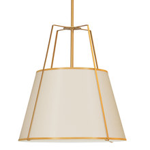 Dainolite TRA-304P-GLD-CRM - 4 Light Trapezoid Pendant Cream Shade w/ White Fabric Diffuser