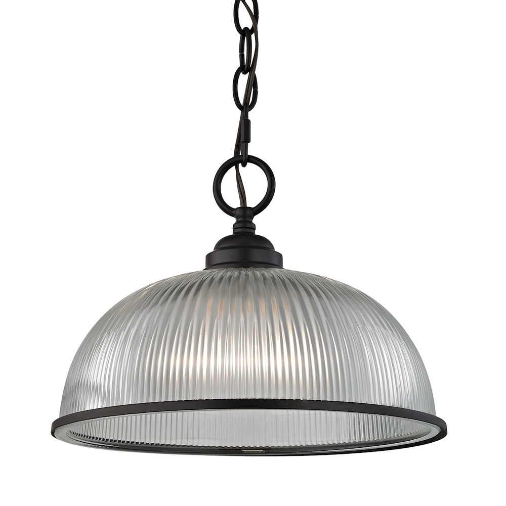 Thomas - Liberty Park 1-Light Mini Pendant in Oil Rubbed Bronze with Prismatic Clear Glass