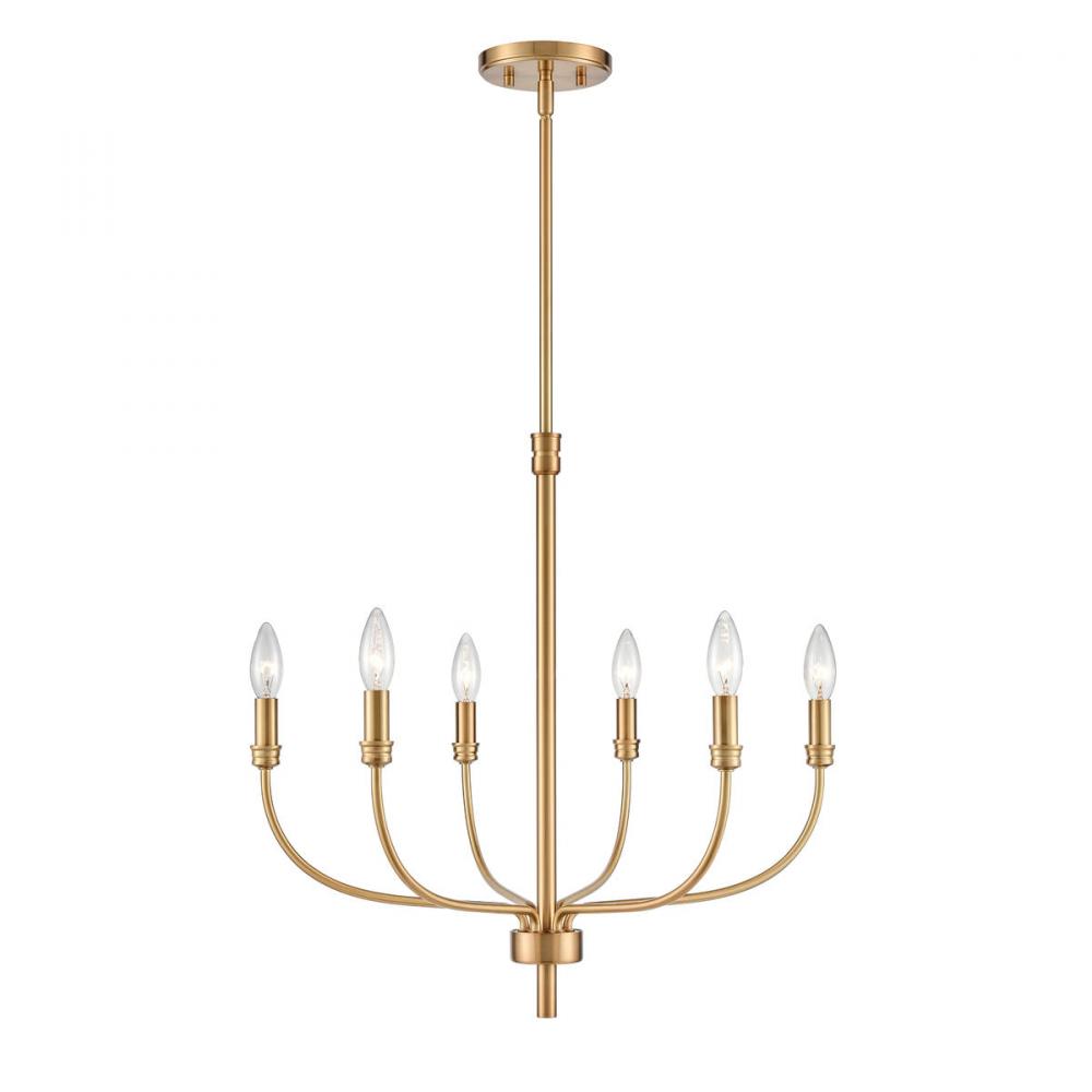 Newland 21'' Wide 6-Light Chandelier - Satin Brass