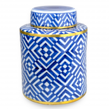 Currey 1200-0752 - Blue & White Optical Small Tea Jar