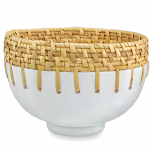 Currey 1200-0729 - Kyoto Rattan & White Bowl